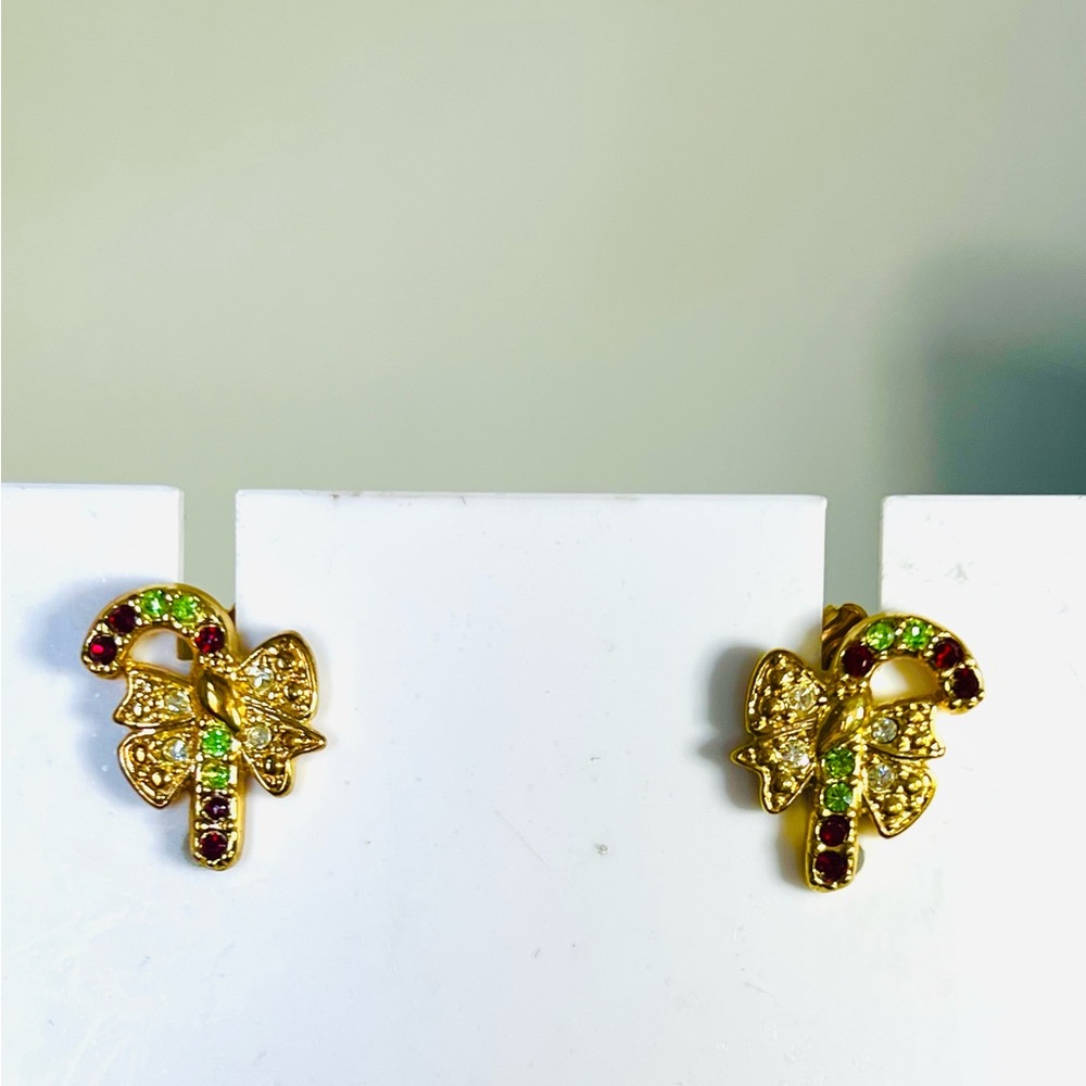 Quacker Factory Vintage Christmas Holiday earrings post for pierced ears EUC
